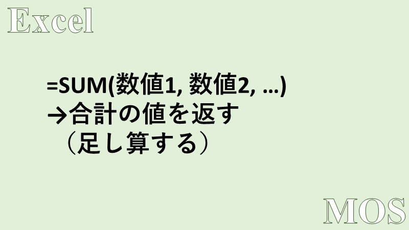 Excel Sum関数による足し算のやり方